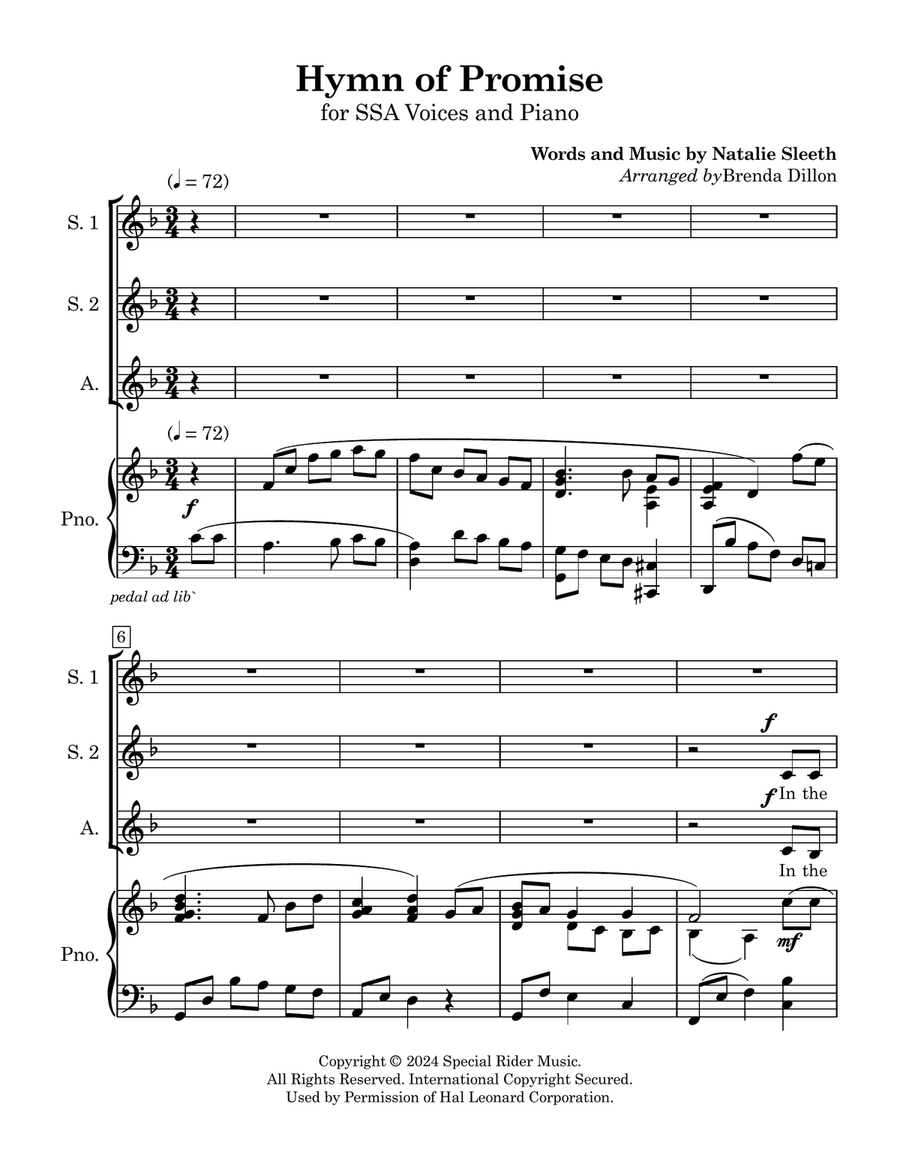 Hymn of Promise SSA scores gallery preview page 1