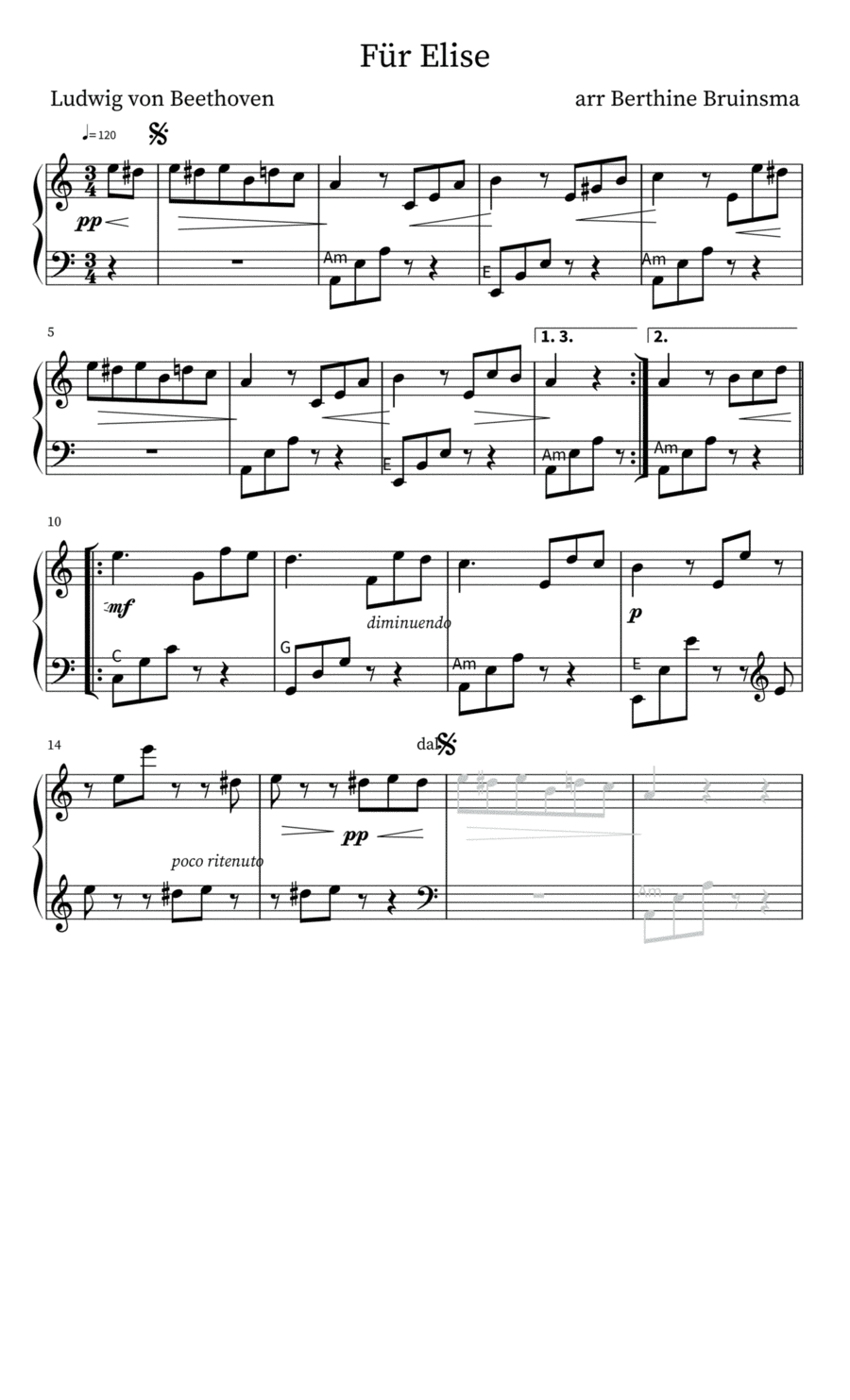 Fur Elise Fur Elise Piano Method scores gallery preview page 1