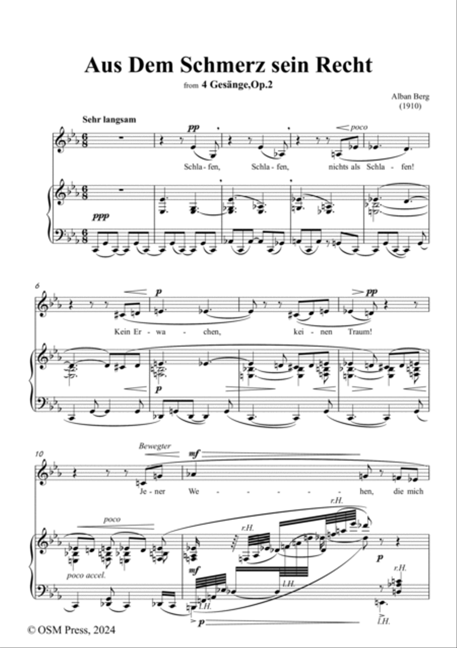 Alban Berg-Aus Dem Schmerz sein Recht(1910),in c minor,Op.2 No.1 Voice scores gallery preview page 2