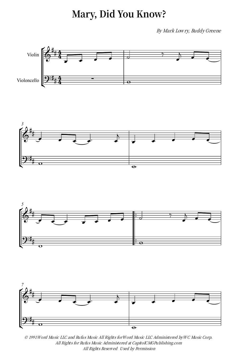 Mary, Did You Know? String Duet scores gallery preview page 1
