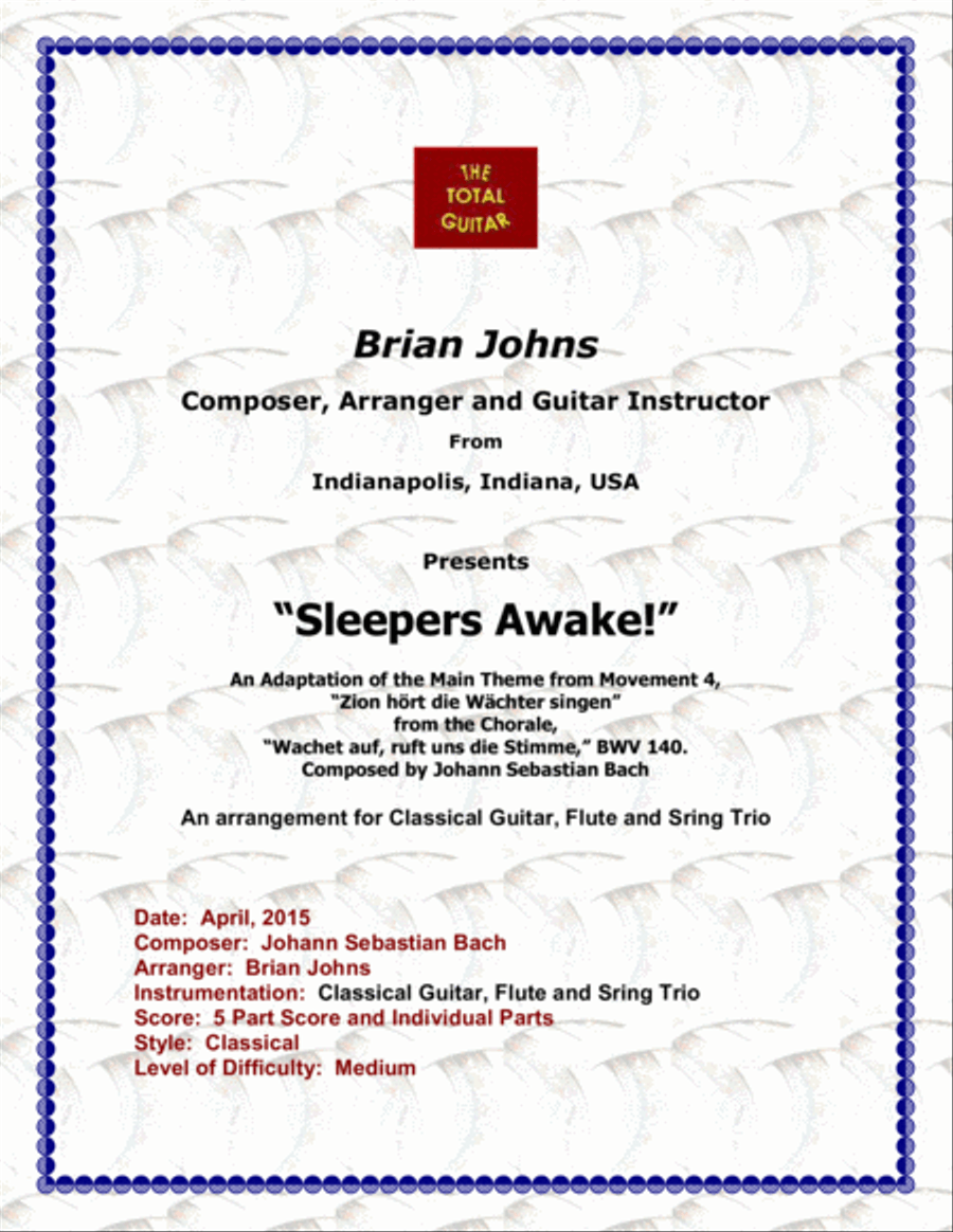 Main Theme Adapted from Movement 4 of the Chorale "Sleepers Awake" composed by Johann Sebastian Bach image number null