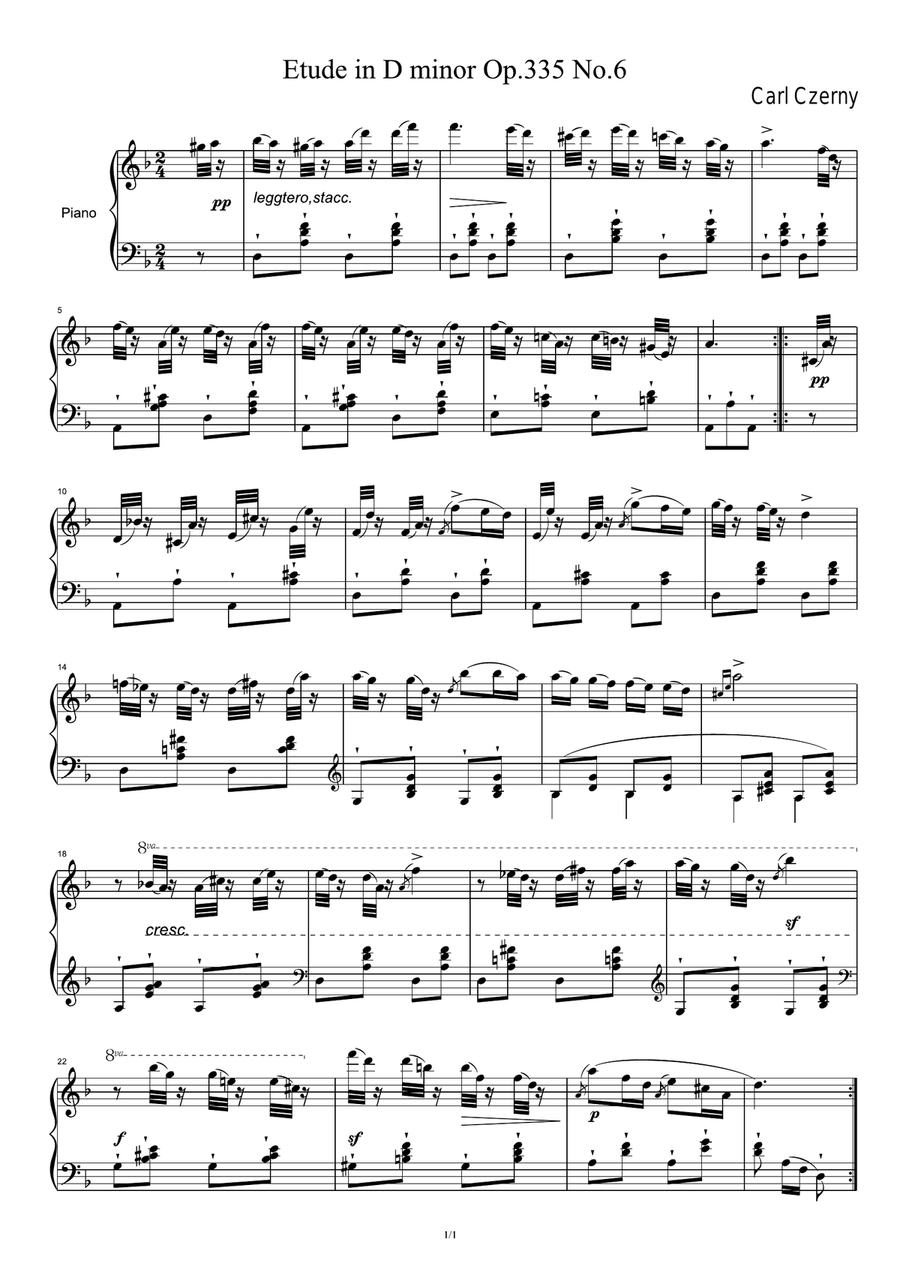 Czerny Op.335 No.6 Piano Solo scores gallery preview page 1
