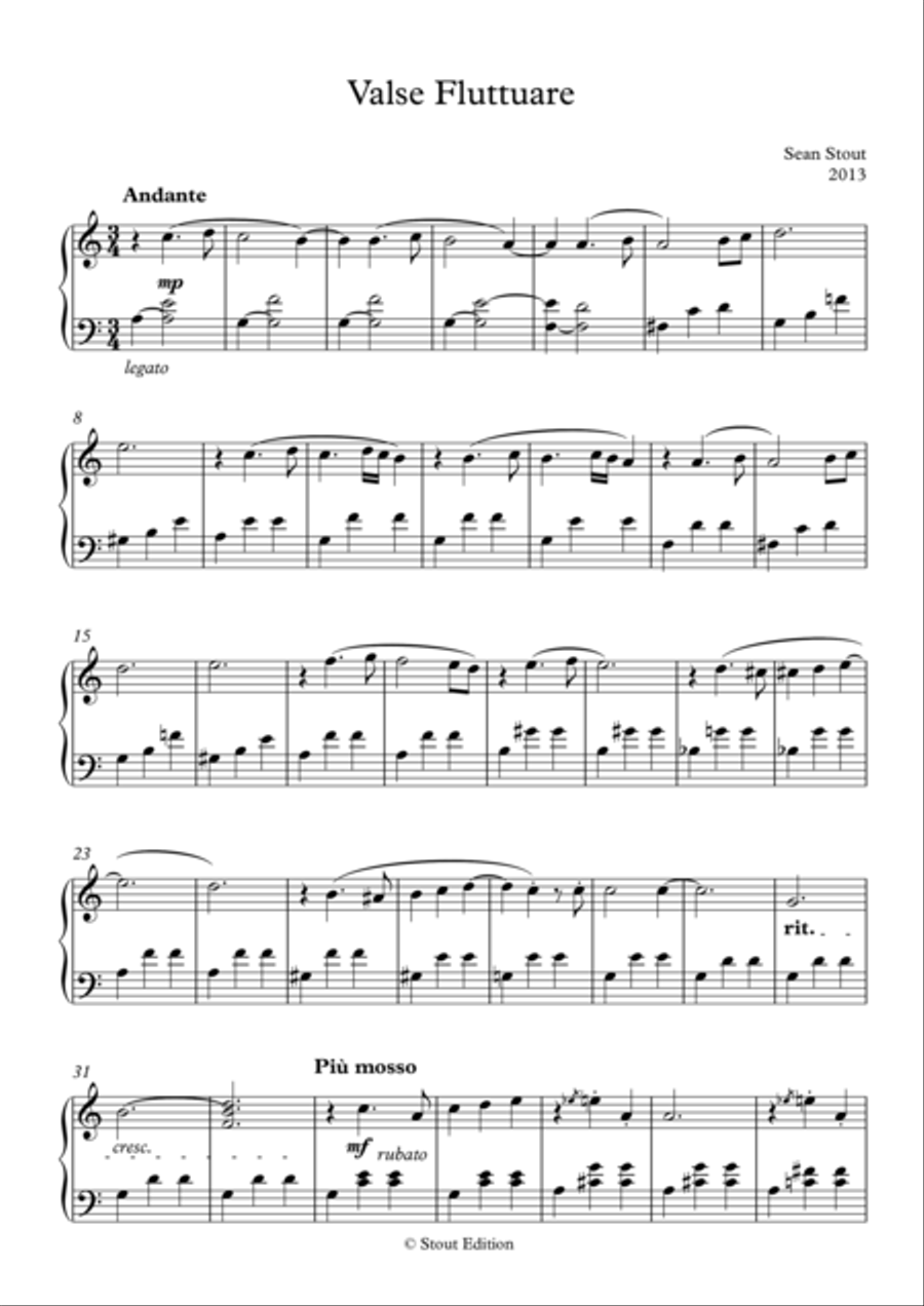Valse Fluttuare Piano Solo scores gallery preview page 1