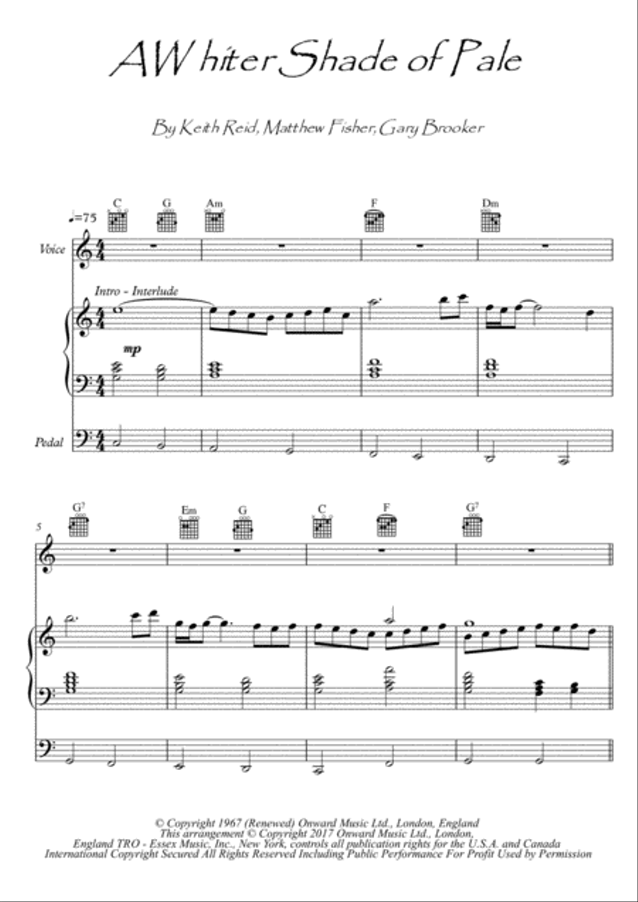 A Whiter Shade Of Pale Organ Solo scores gallery preview page 1