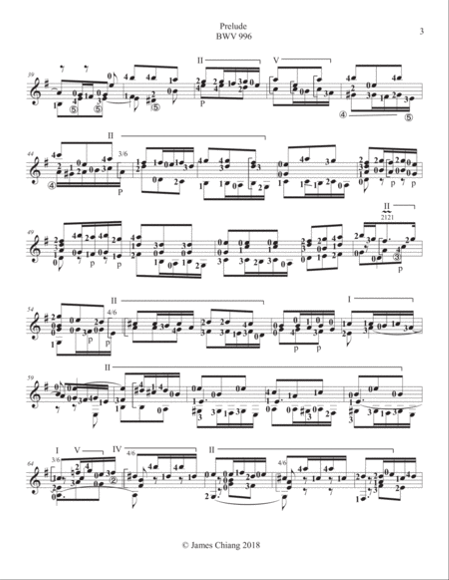 Bach - Lute Suite in E minor (BWV 996) for classical guitar. Lute scores gallery preview page 3