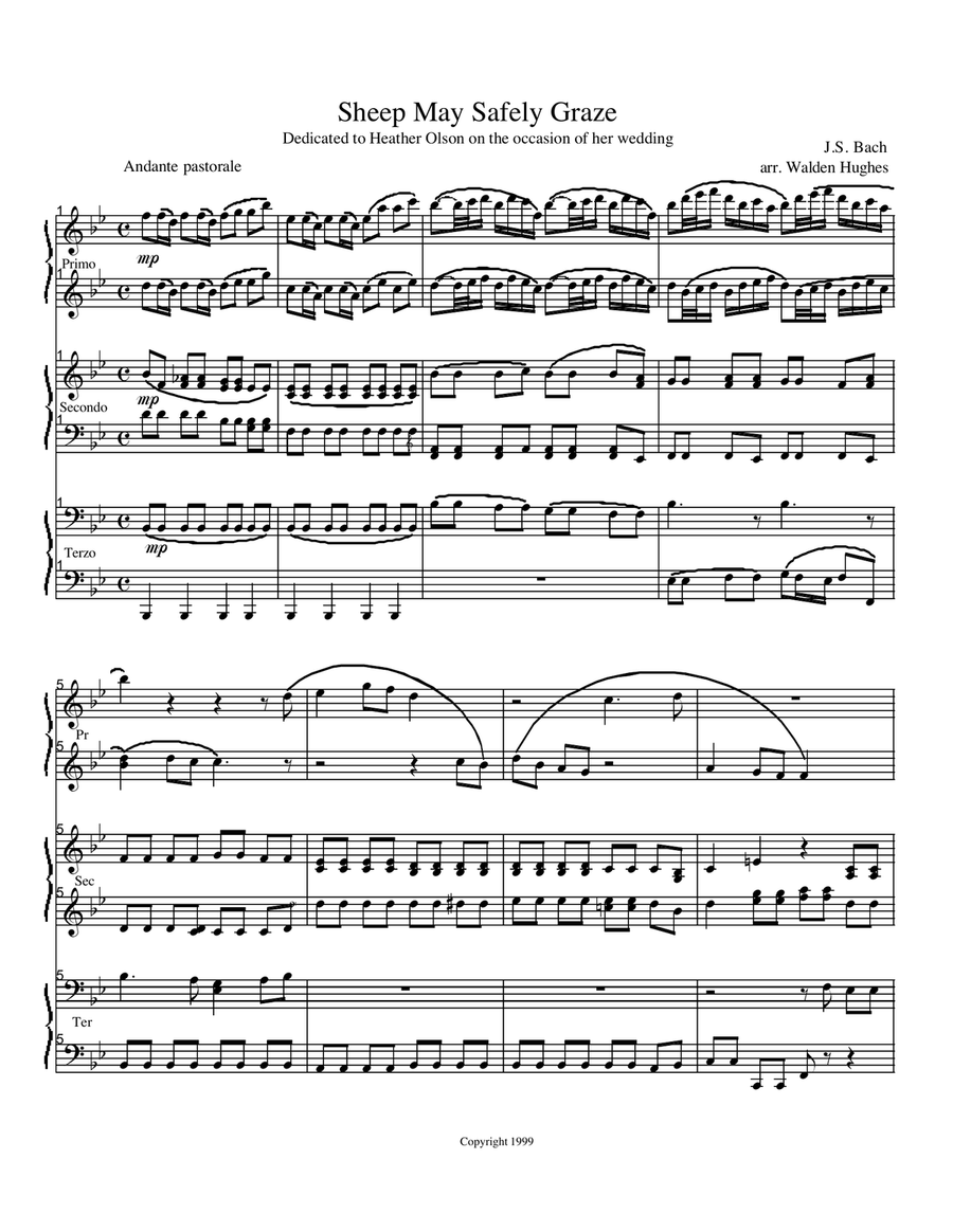 Sheep May Safely Graze Piano Trio (1 Piano 6 Hands) Piano Trio scores gallery preview page 1