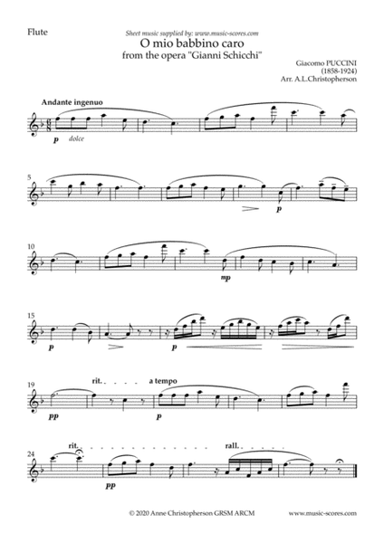 O Mio Babbino Caro - Flute, Oboe, Clarinet, Bass Clarinet or Bassoon image number null