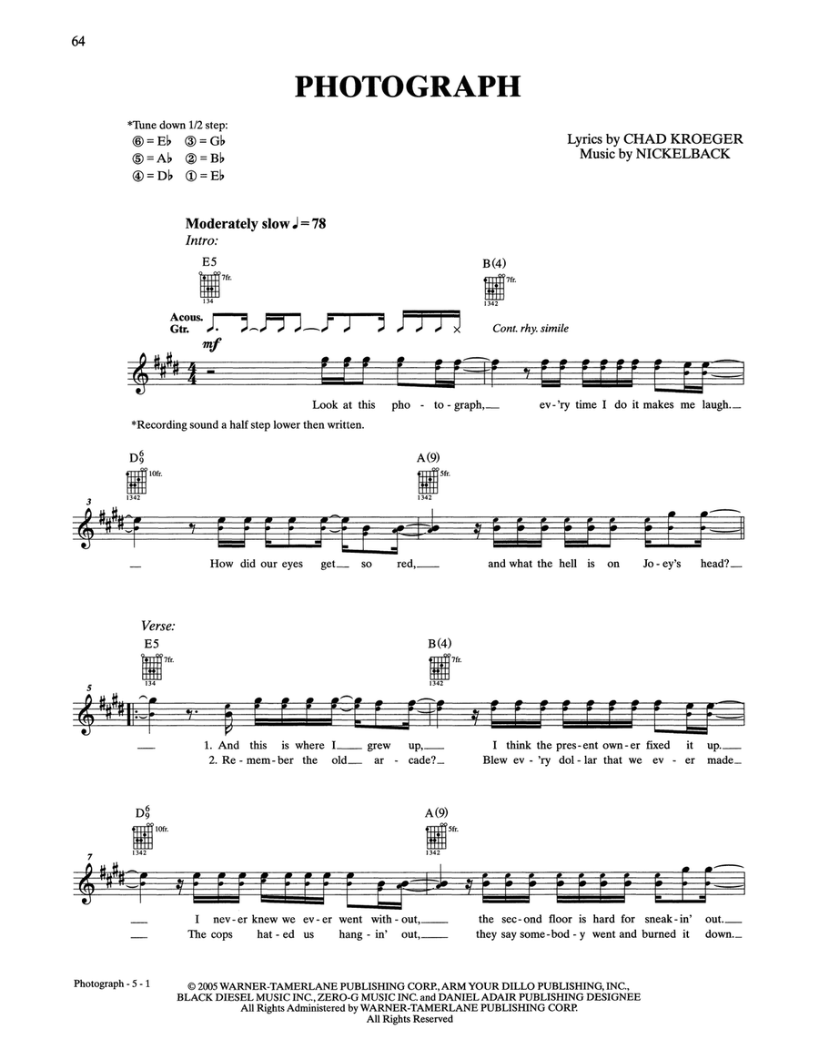 Photograph Acoustic Guitar scores gallery preview page 1