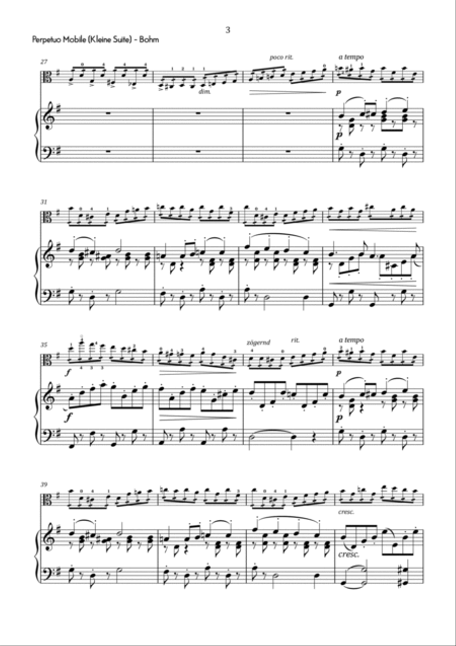 Bohm - Perpetuo Mobile (from Kleine Suite) in G Major - Intermediate Viola scores gallery preview page 4