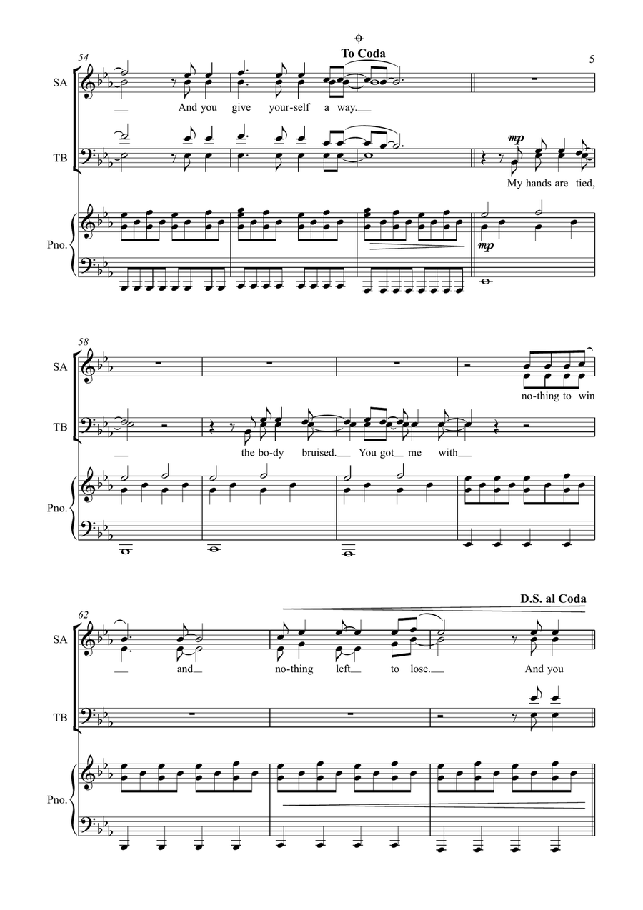 With Or Without You 4-Part scores gallery preview page 5