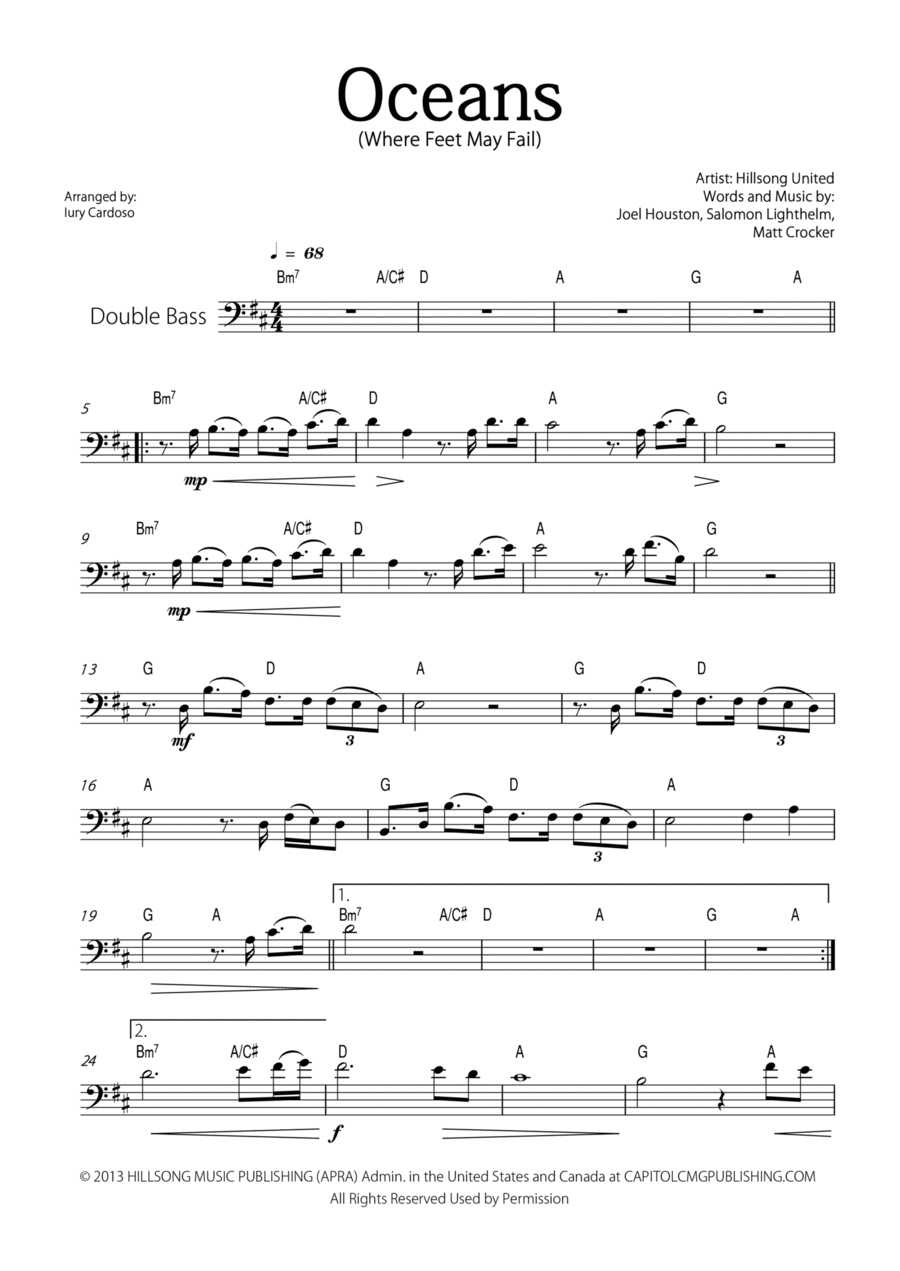 Oceans (Where Feet May Fail) Double Bass scores gallery preview page 1