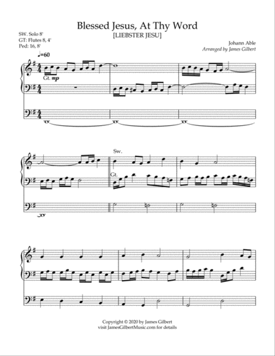 Blessed Jesus, At Thy Word Organ Solo scores gallery preview page 2