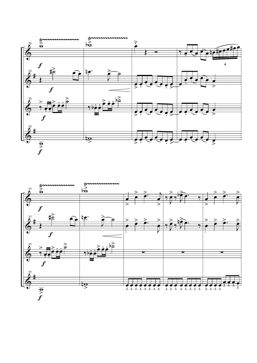 Smoke On The Water Woodwind Quartet scores gallery preview page 6