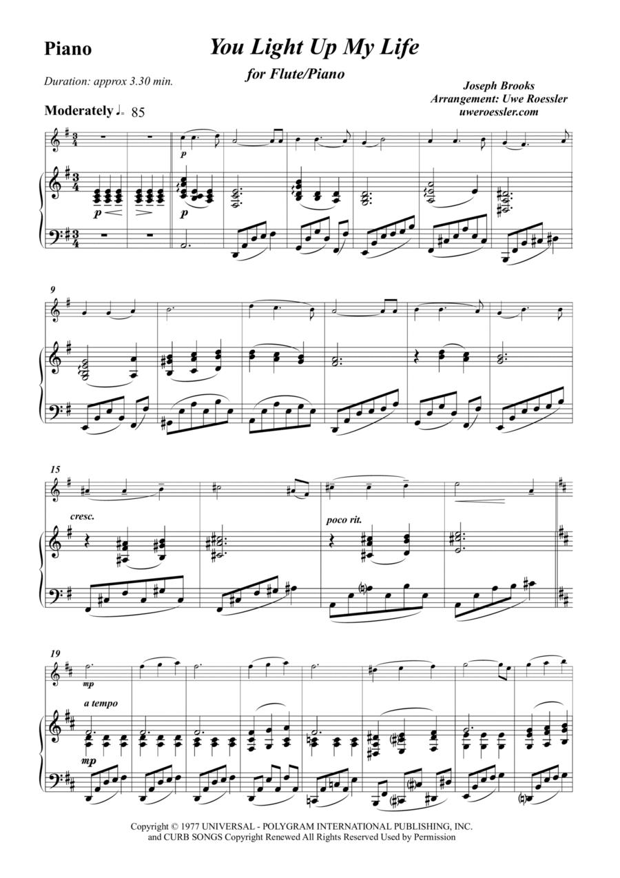 You Light Up My Life Flute Solo scores gallery preview page 1