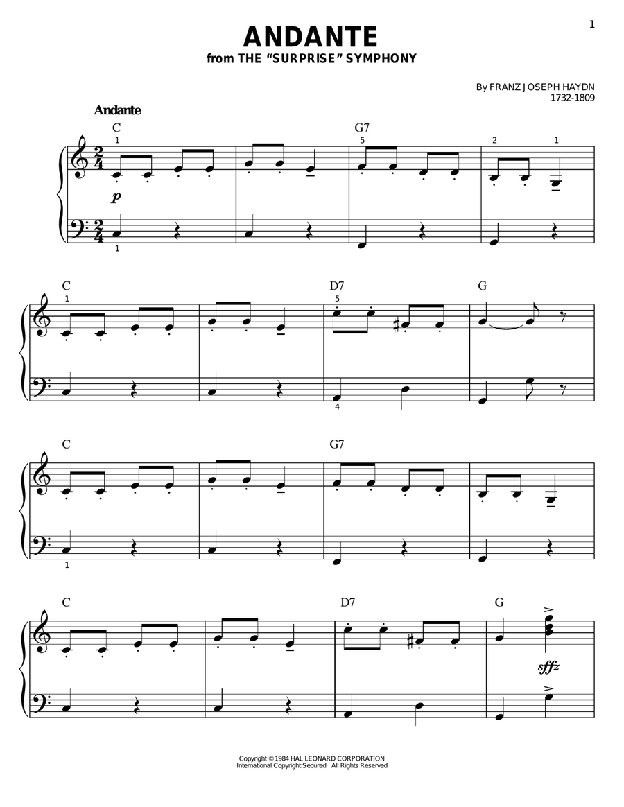 Andante Andante Easy Piano scores gallery preview page 1