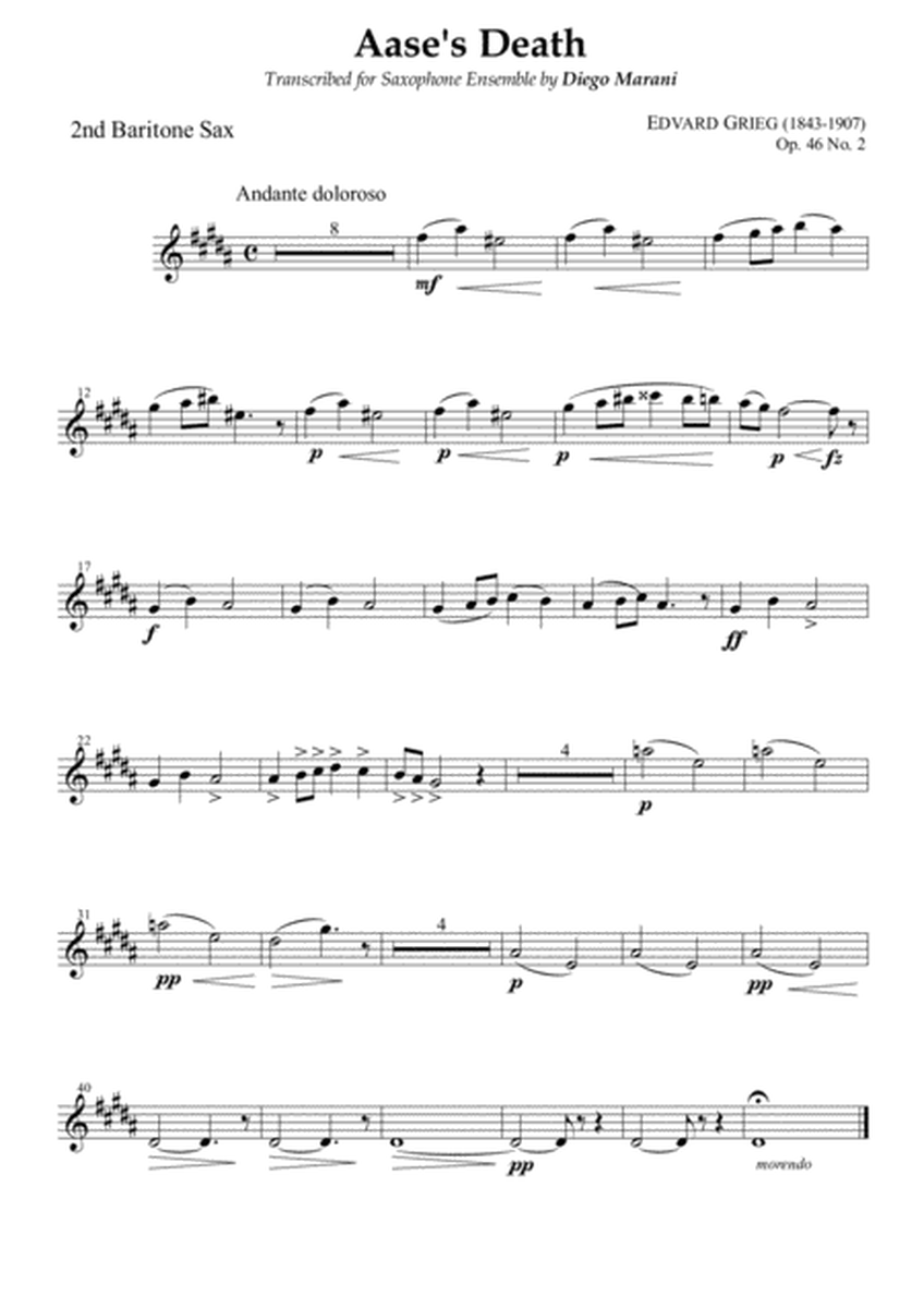Peer Gynt Suite Op. 46 No. 1 for Saxophone Ensemble - Baritone Sax 2