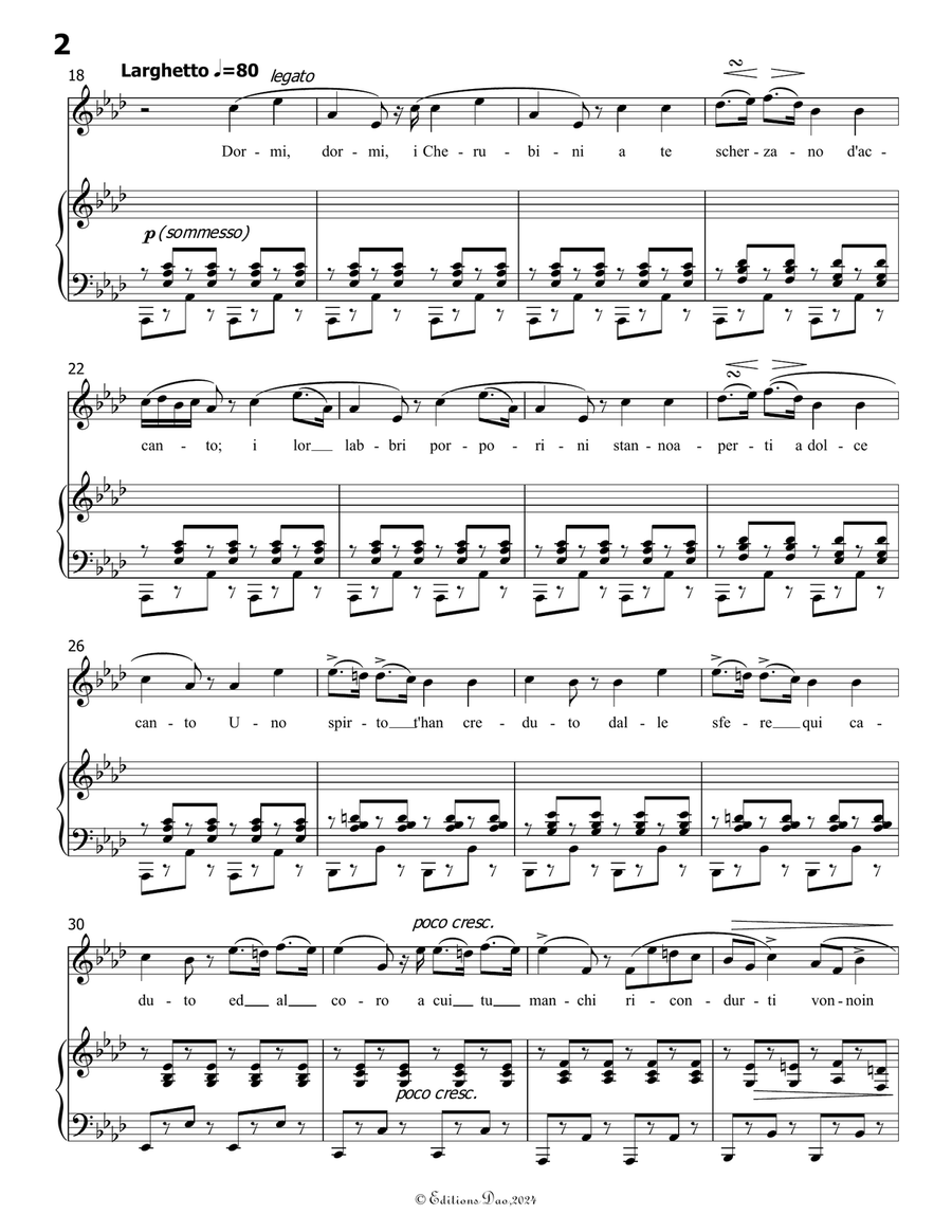 La ninna nanna, by Donizetti, A 202, in a flat minor Piano, Vocal scores gallery preview page 4