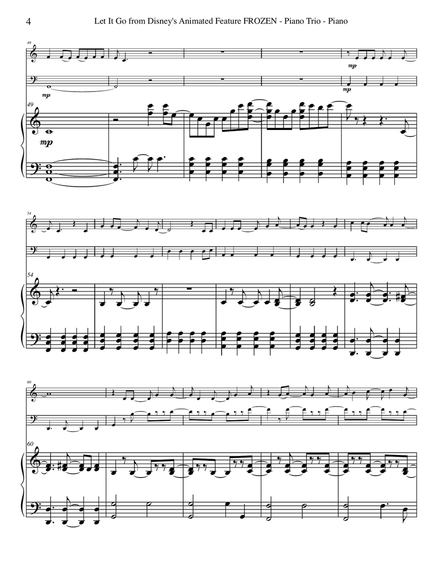 Let It Go (from Frozen) Piano Trio scores gallery preview page 4