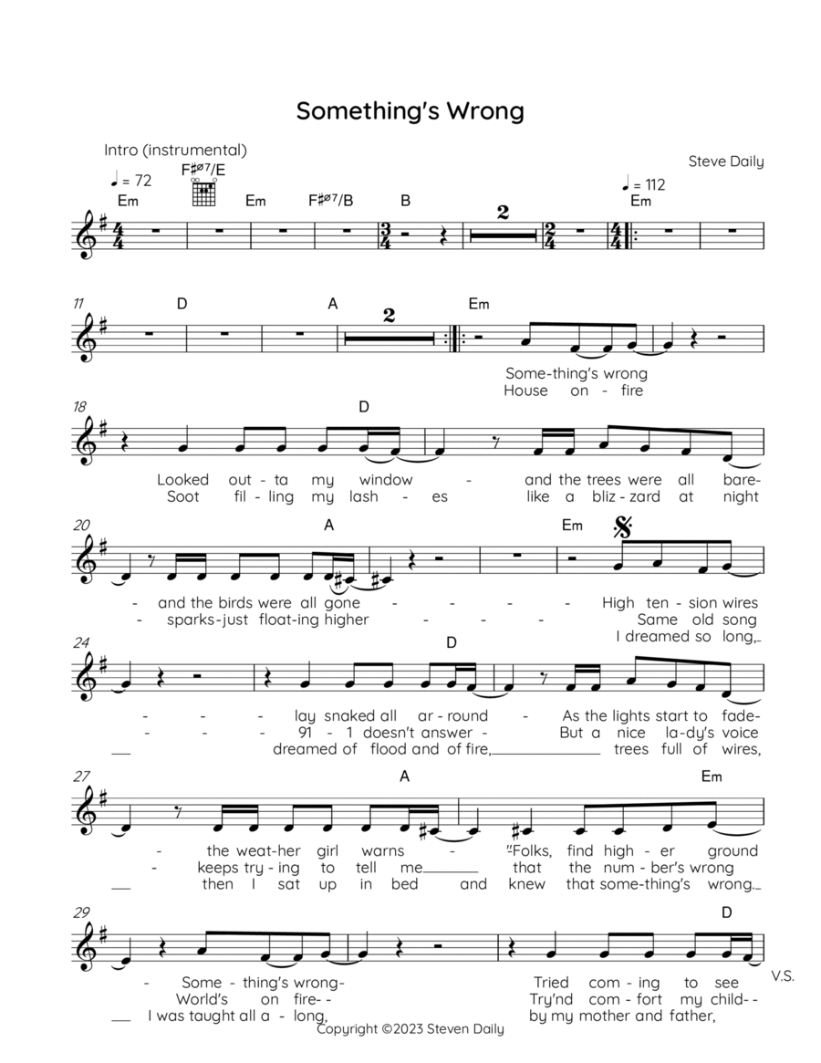Something's Wrong Piano scores gallery preview page 1
