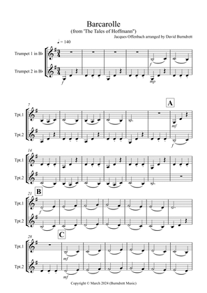 Barcarolle "The Tales of Hoffmann" for Trumpet Duet