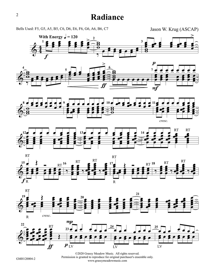 Radiance for 12 Handbells Handbell Choir scores gallery preview page 2