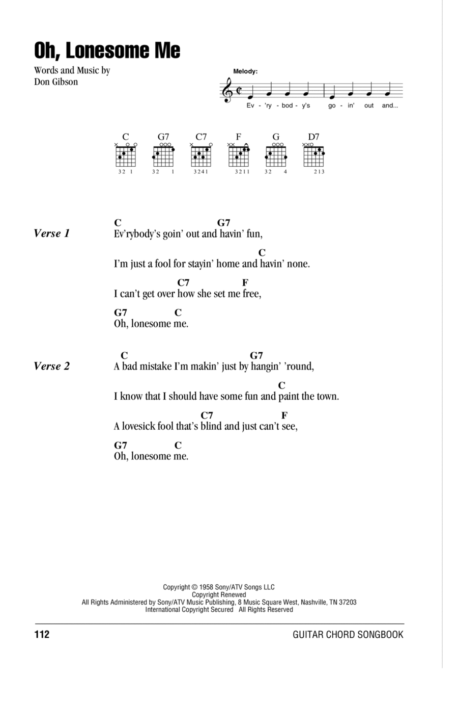 Oh, Lonesome Me Electric Guitar scores gallery preview page 1