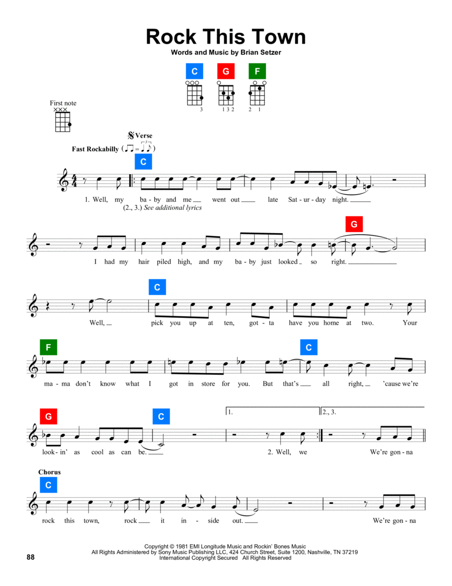 Rock This Town Ukulele scores gallery preview page 1