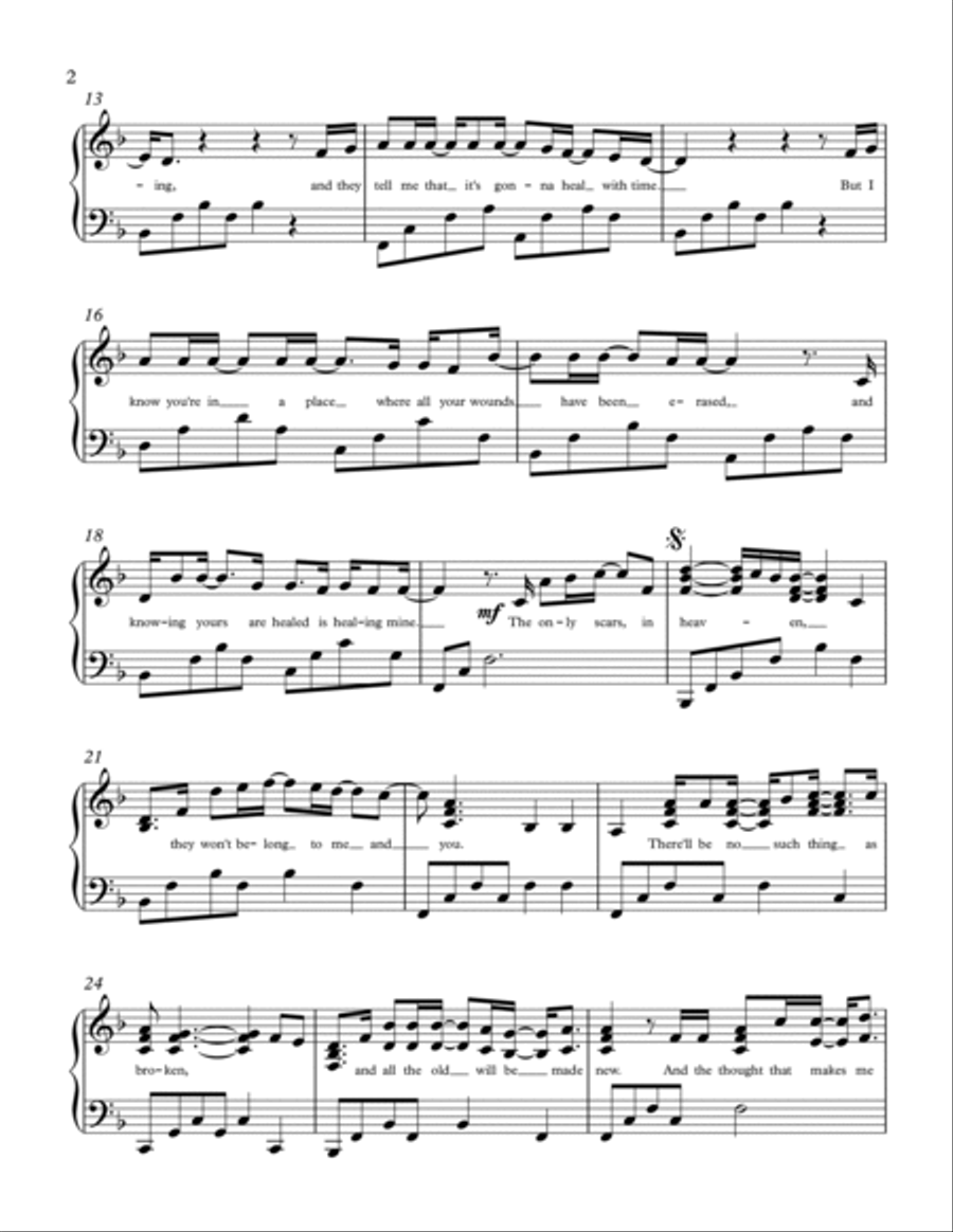 Scars In Heaven Piano Solo scores gallery preview page 2