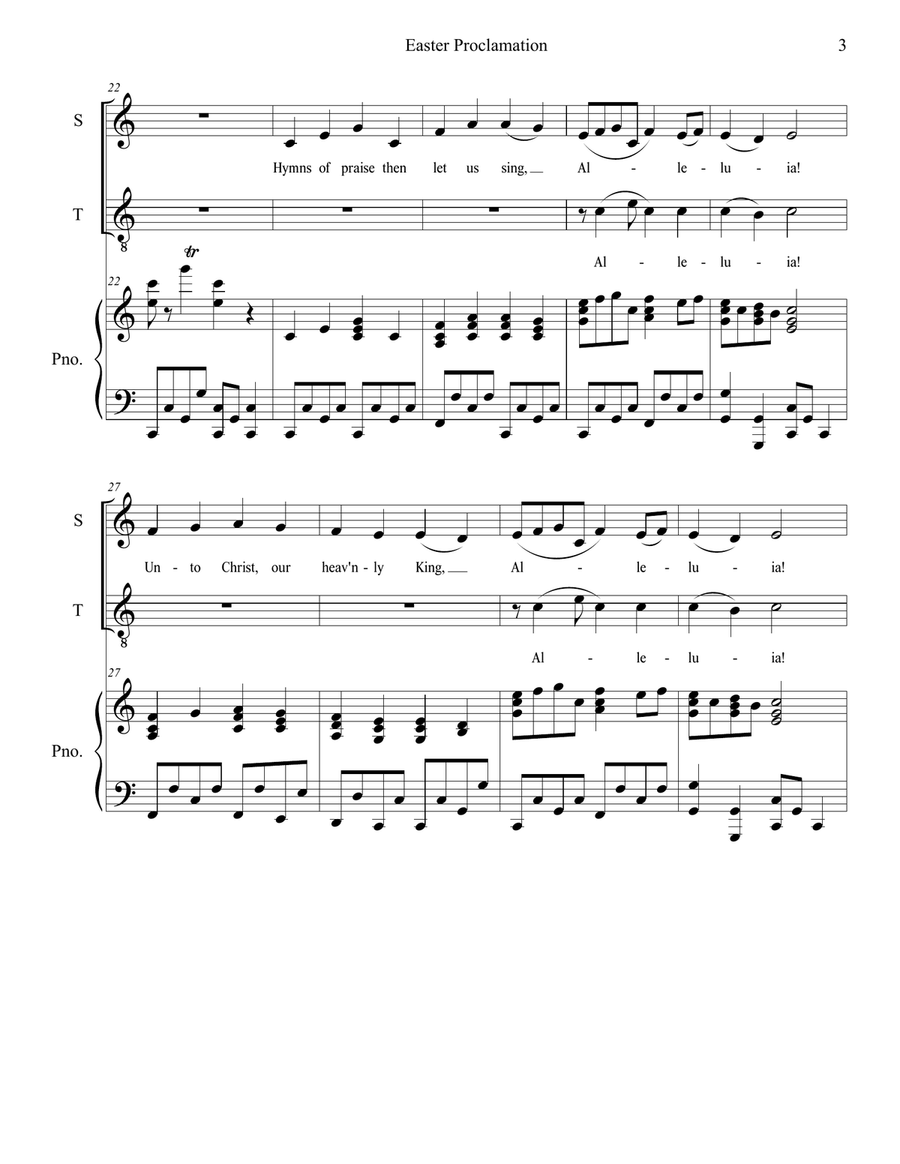 Easter Proclamation (The Risen Christ) (2-part choir - (Soprano and Tenor) 2-Part scores gallery preview page 3