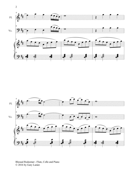 3 FAVORITE HYMNS (Trio - Flute, Cello & Piano with Score/Parts) image number null
