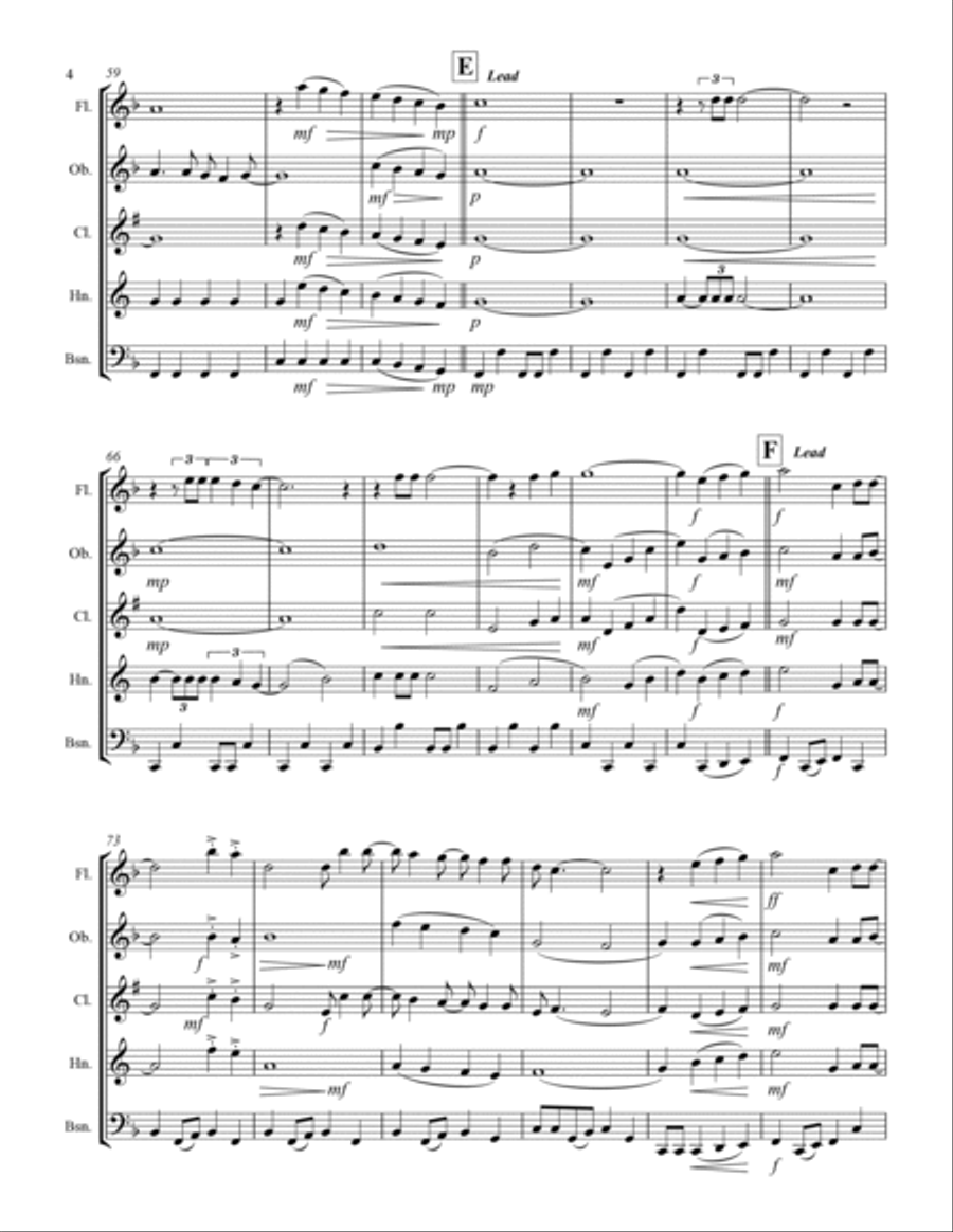 Sweet Caroline Woodwind Quintet scores gallery preview page 5