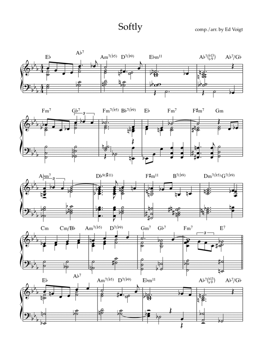 Softly Softly Piano Solo scores gallery preview page 1