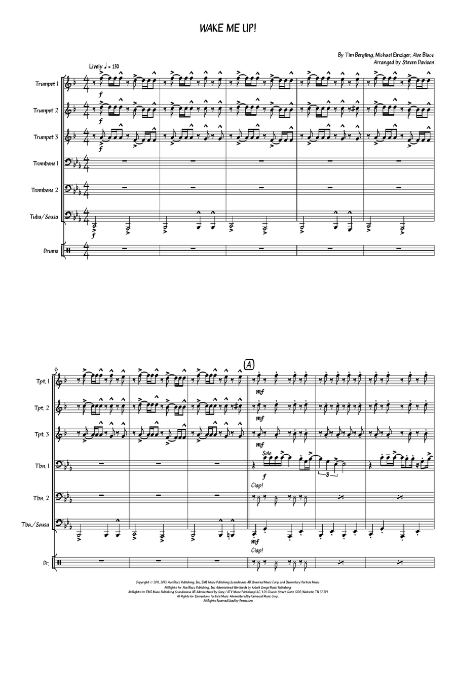 Wake Me Up Small Ensemble scores gallery preview page 1