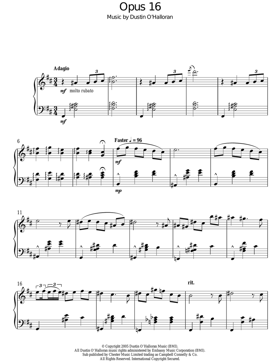 Opus 16 Piano Solo scores gallery preview page 1