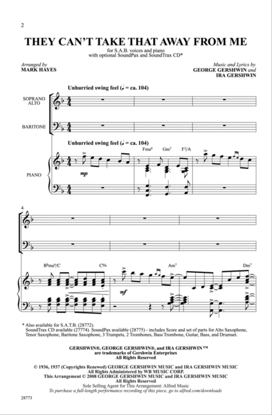 They Can't Take That Away from Me 3-Part scores gallery preview page 2