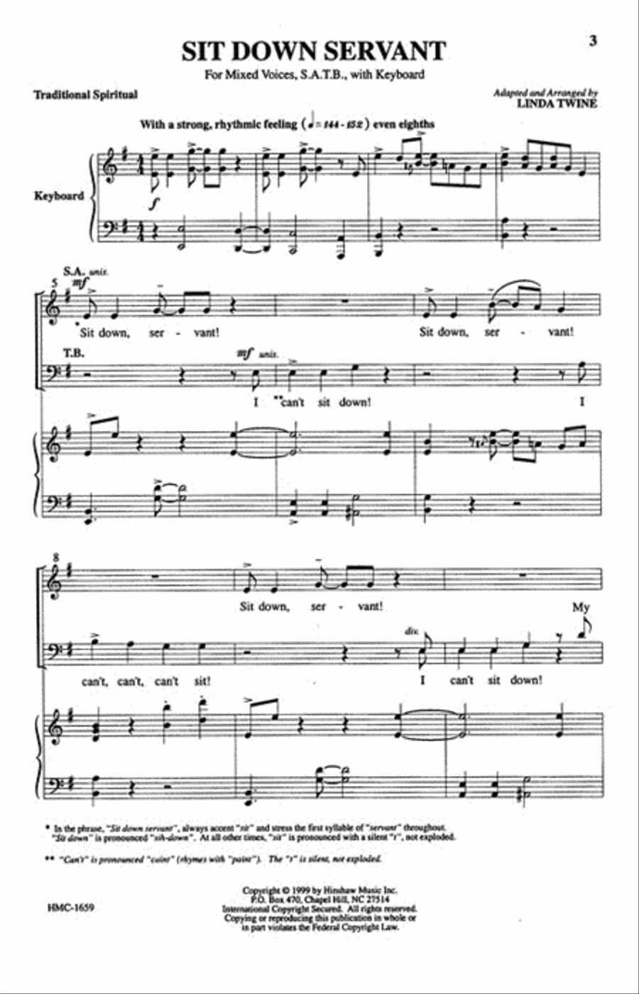 Sit Down Servant 4-Part scores gallery preview page 2