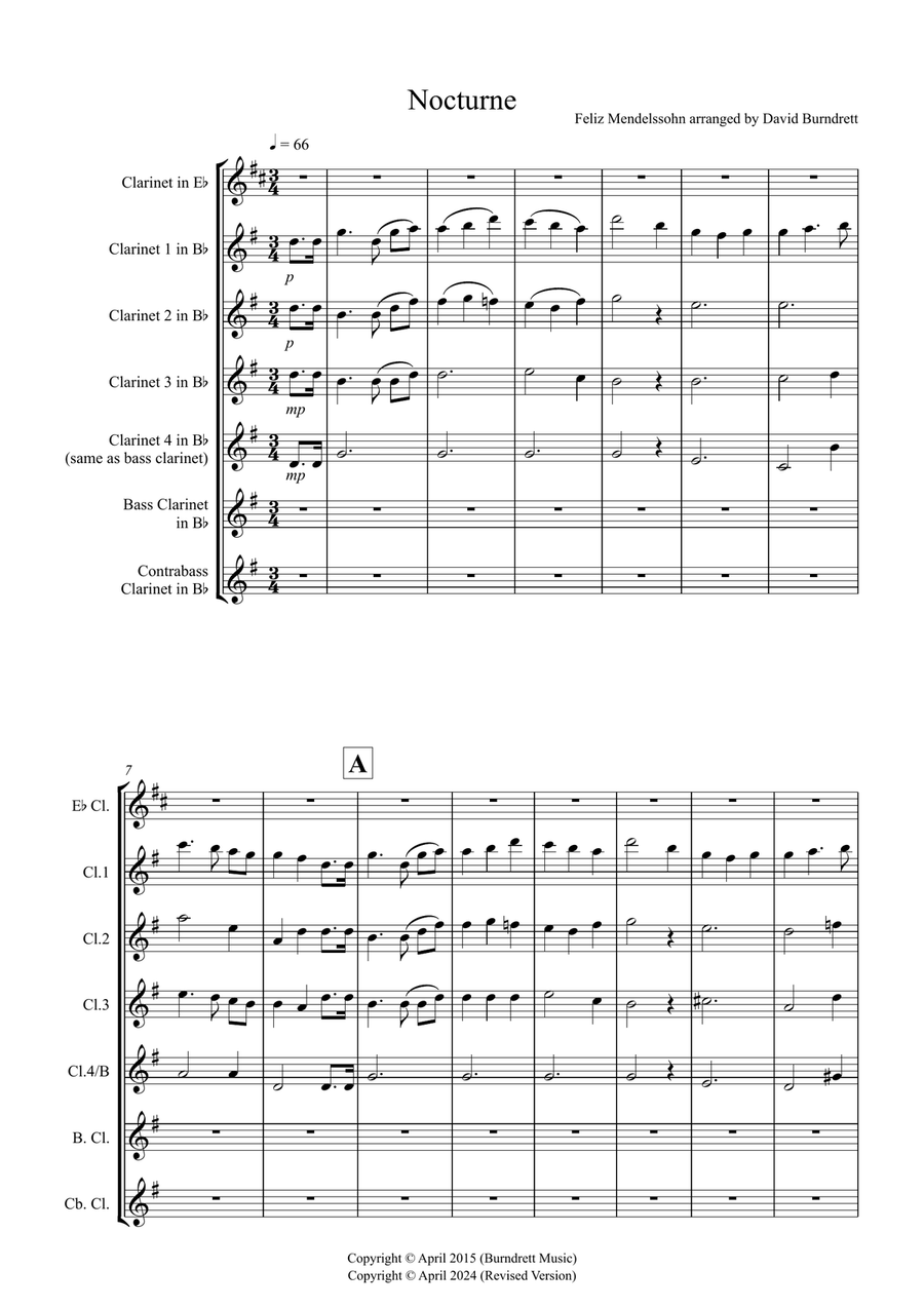 Nocturne (from A Midsummer Night's Dream) for Clarinet Choir