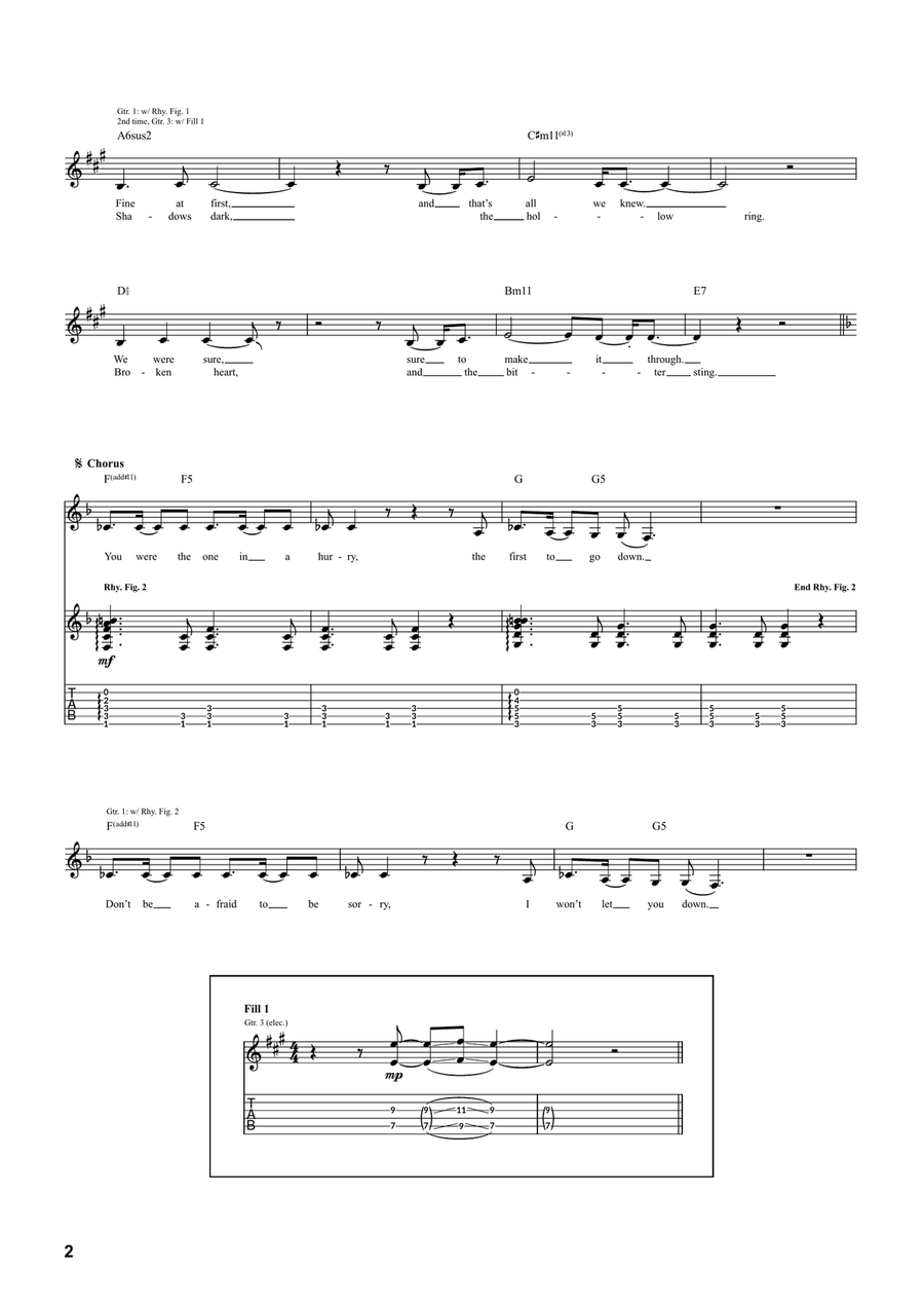 Won't Let You Down Electric Guitar scores gallery preview page 2