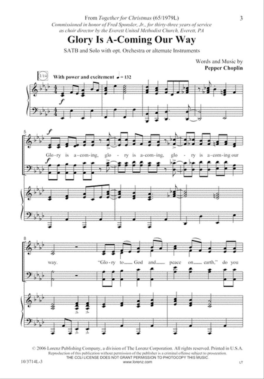 Glory Is A-Coming Our Way 4-Part scores gallery preview page 3
