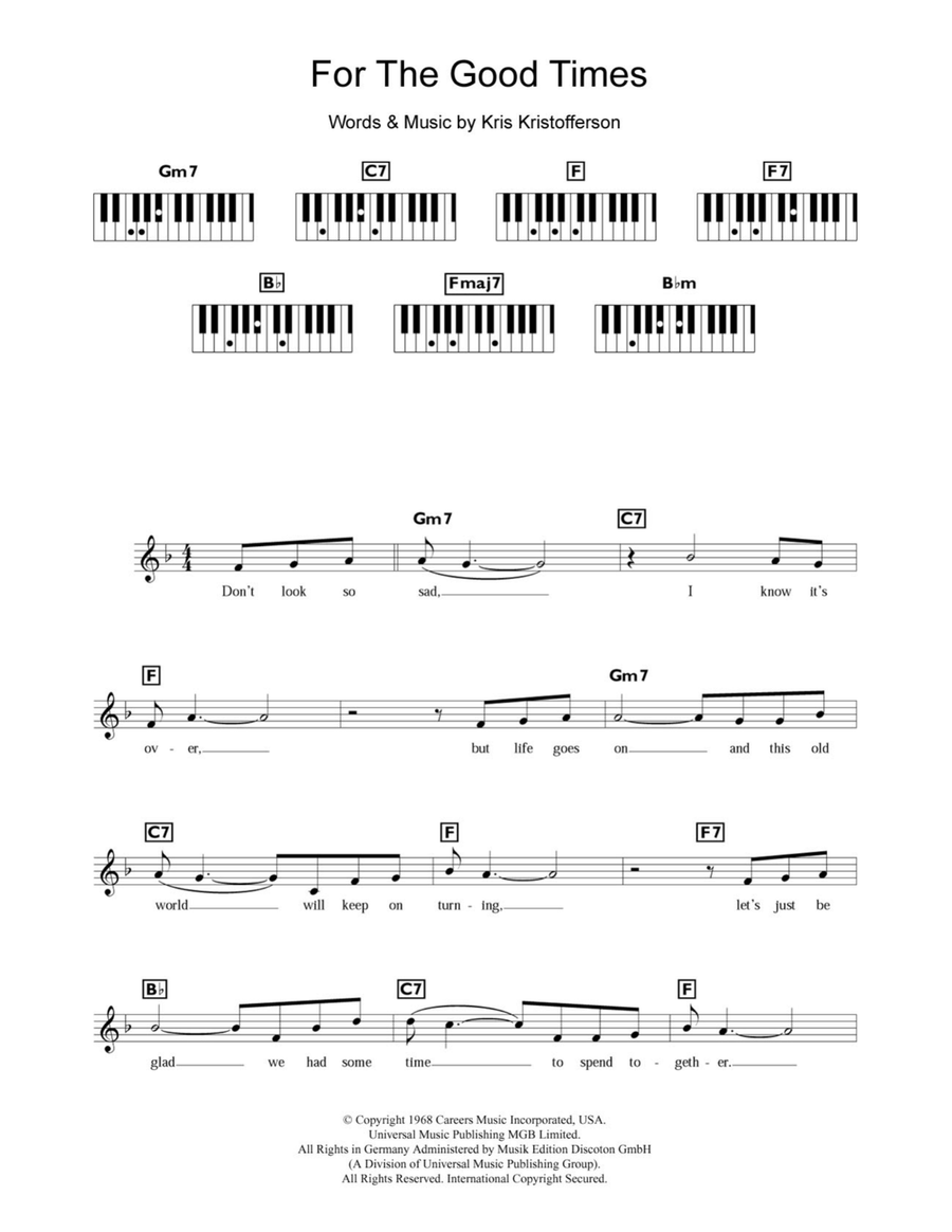 For The Good Times Piano scores gallery preview page 1