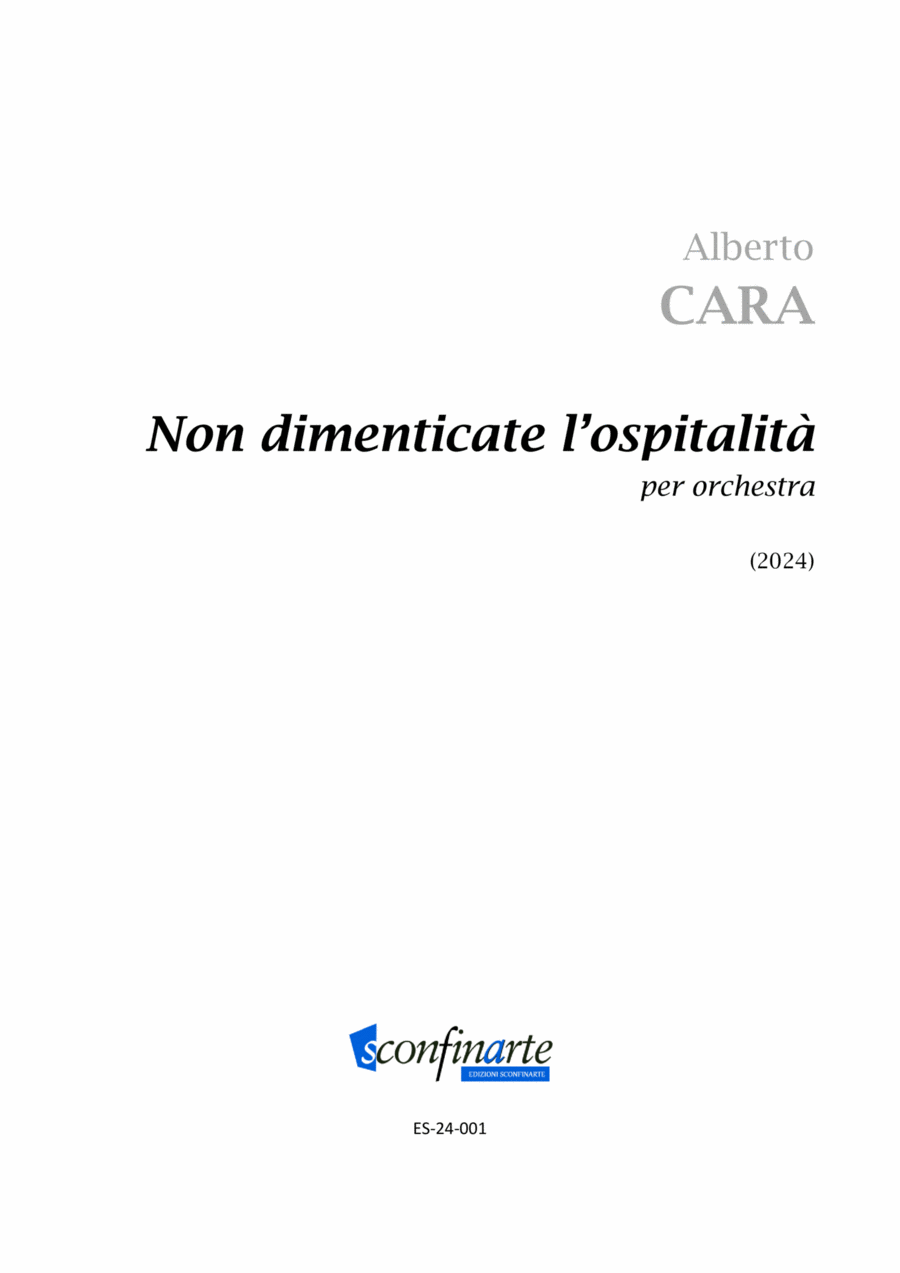 Alberto Cara : Non dimenticate l'ospitalità (ES-24-001) - Score Only Full Orchestra scores gallery preview page 1