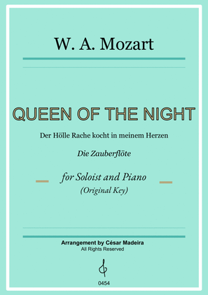 Book cover for Queen of the Night Aria - Voice and Piano - Original Key (Full Score and Parts)