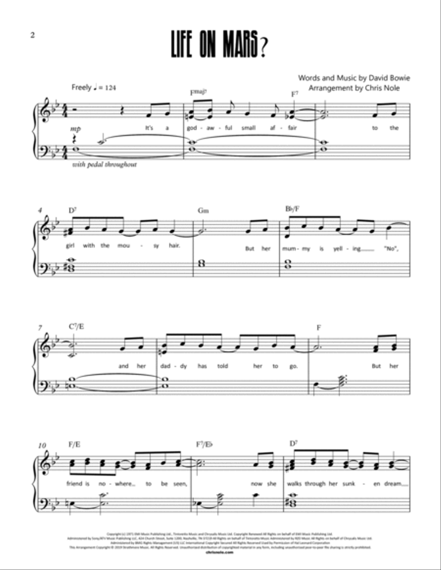 Life On Mars Life On Mars Piano Solo scores gallery preview page 2