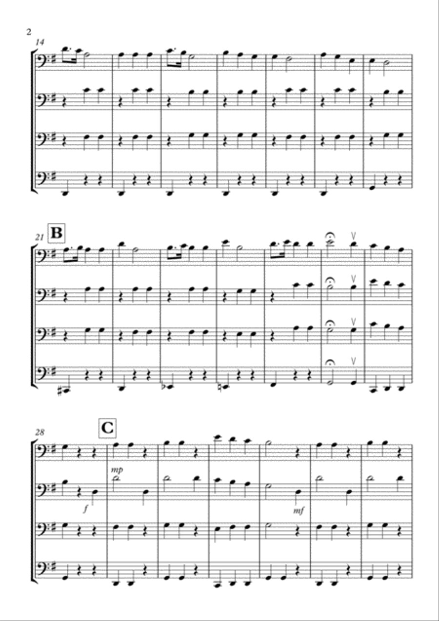 La Donna e Mobile (from Rigoletto) for Cello Quartet Cello Solo scores gallery preview page 2