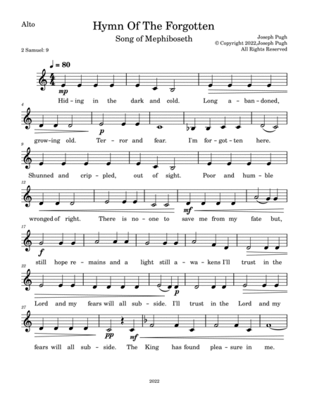 Hymn Of The Forgotten -Song Of Mephibosheth(SATB) image number null