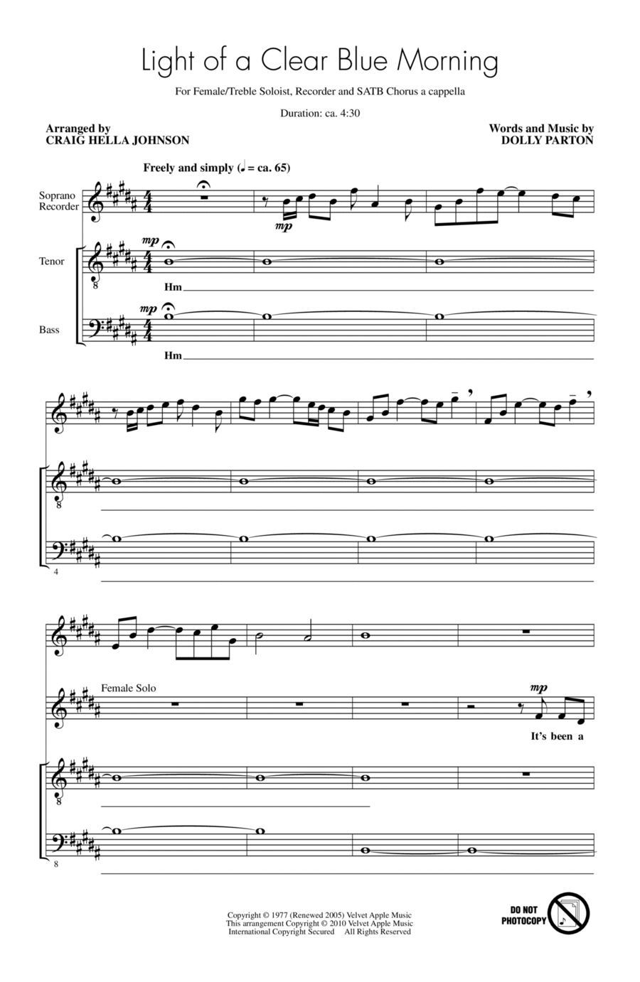 Light Of A Clear Blue Morning 4-Part scores gallery preview page 1