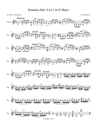 Beethoven Sonatina Anh. 5 no. 1 in G for Solo Violin