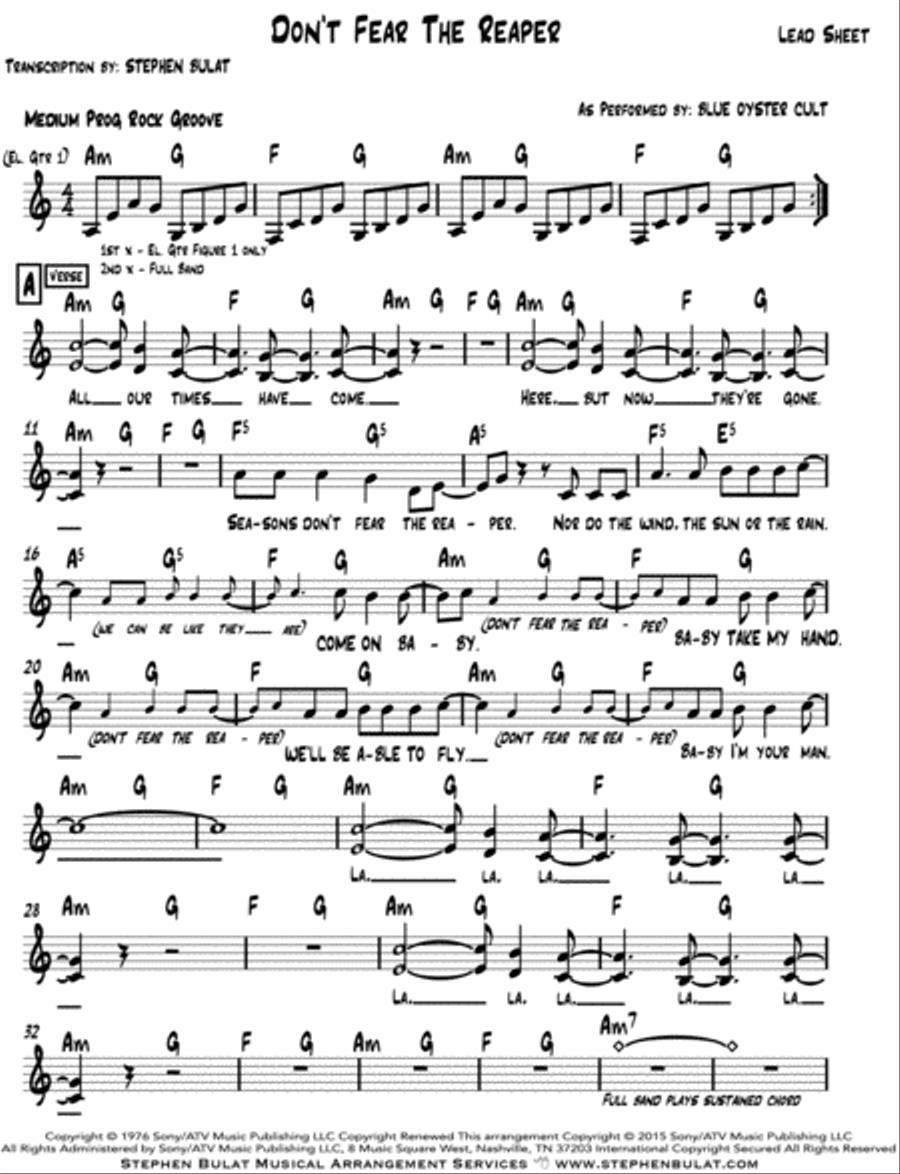 Don't Fear The Reaper Piano, Vocal, Guitar scores gallery preview page 2