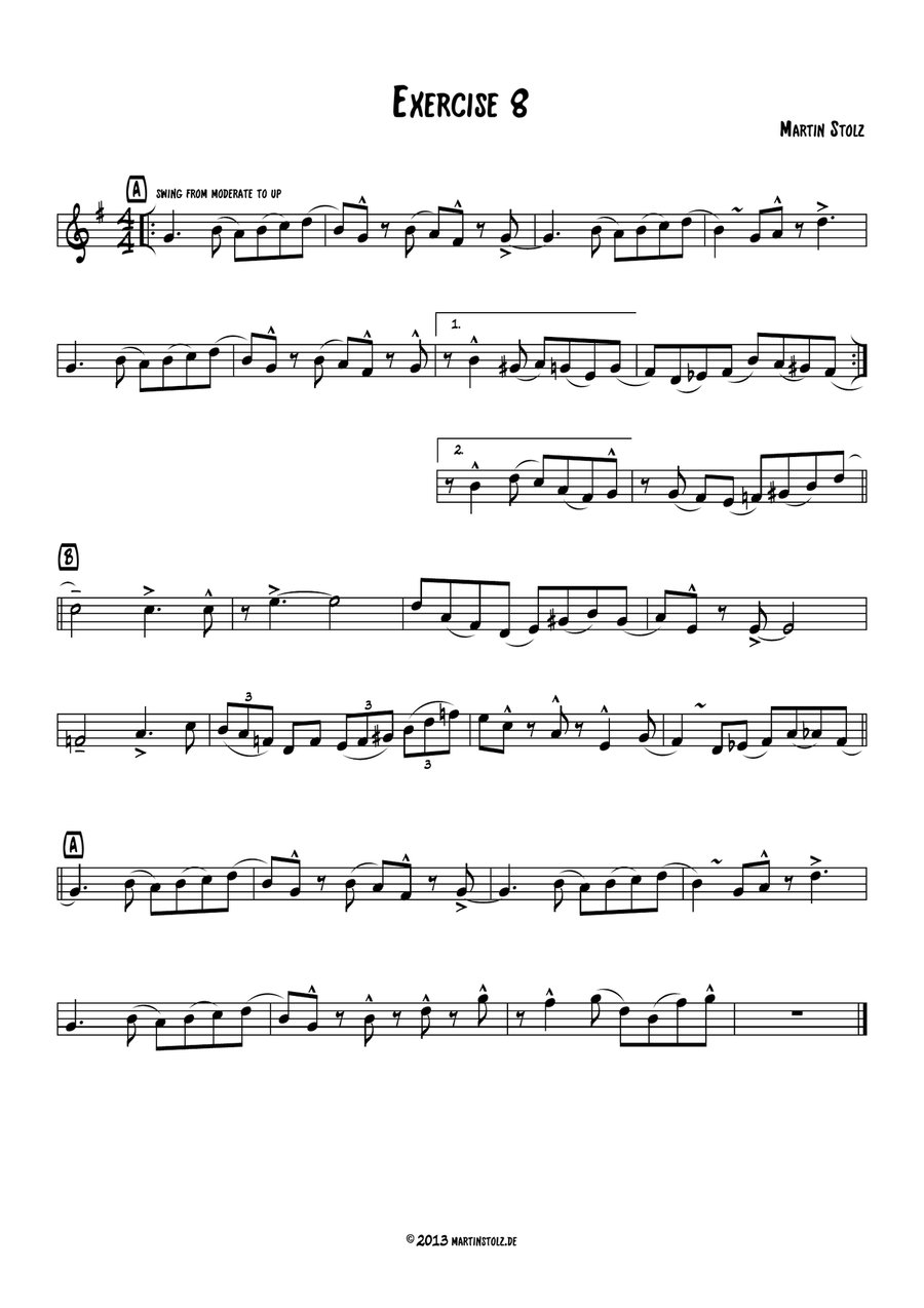 Jazz Exercise 8 Flute Flute Solo scores gallery preview page 1