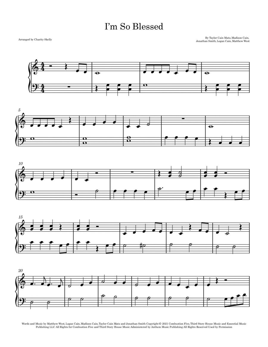 I'm So Blessed Easy Piano scores gallery preview page 1